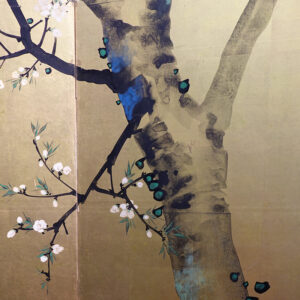 Late Edo to Meiji Period Japanese Screen, Plum Tree Gilt Screen - Image 6