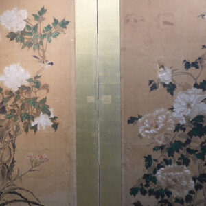 19th Century Japanese Screen, Peonies and Rock - Image 2