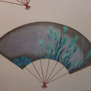 20th Century Japanese Screen, Birds and Flowers Scatted Fans Screen - Image 19