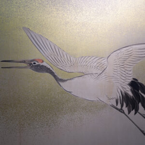 19th Century Japanese Screen, Crane Above Waves - Image 3