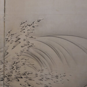 19th Century Japanese Screen, Crane Above Waves - Image 11