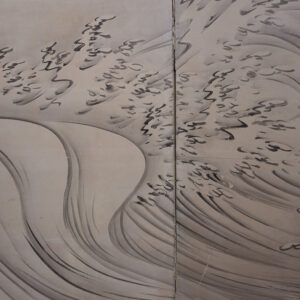 19th Century Japanese Screen, Crane Above Waves - Image 9