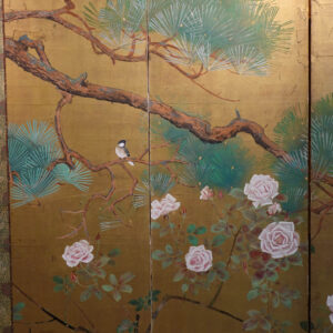 Meiji Era Japanese Gilt Screen, Forever Spring - Image 2