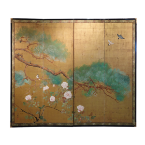 Meiji Era Japanese Gilt Screen, Forever Spring
